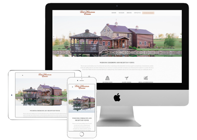 An exeplore web design project mockup image showcasing Bell Mountain Estates of Lewistown's completed website on a laptop and a smart phone. The image has a colorful background and text saying Website Launch followed by the website address of the completed project.